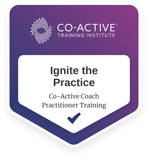 Co-Active Coach Practitioner Training badge, Co-Active Training Institute